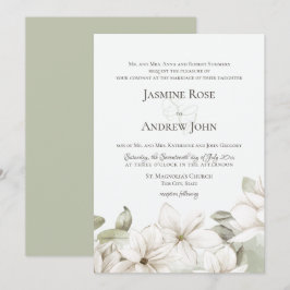 Vår Magnolia-Blommarna  och Sage Bröllop Inbjudningar