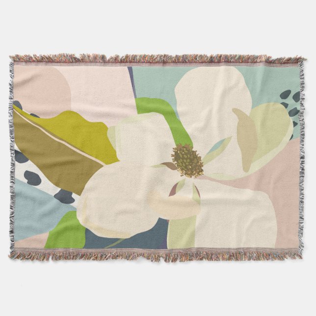 Vår Magnolia Färg Blocks Florist Filt (Framsidan)