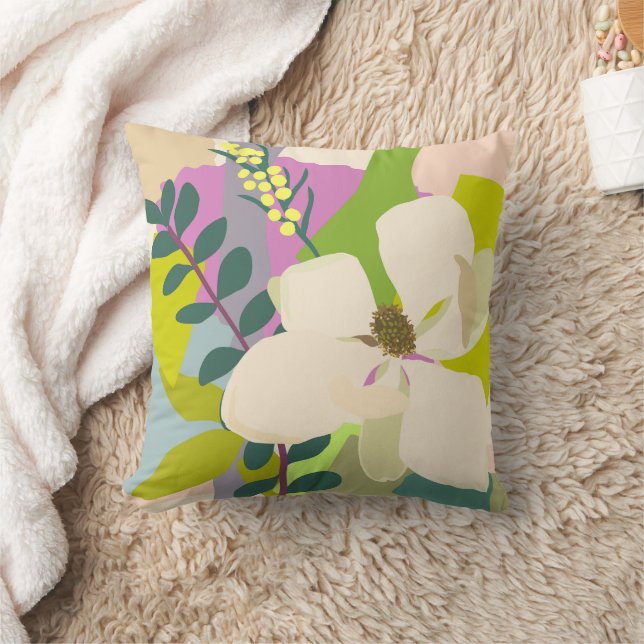 Vår Magnolia Färg Blocks Florist Kudde (Filt)