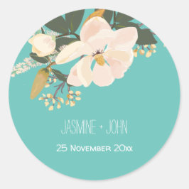 Vår Magnolia Flower Bouquet Runt Klistermärke