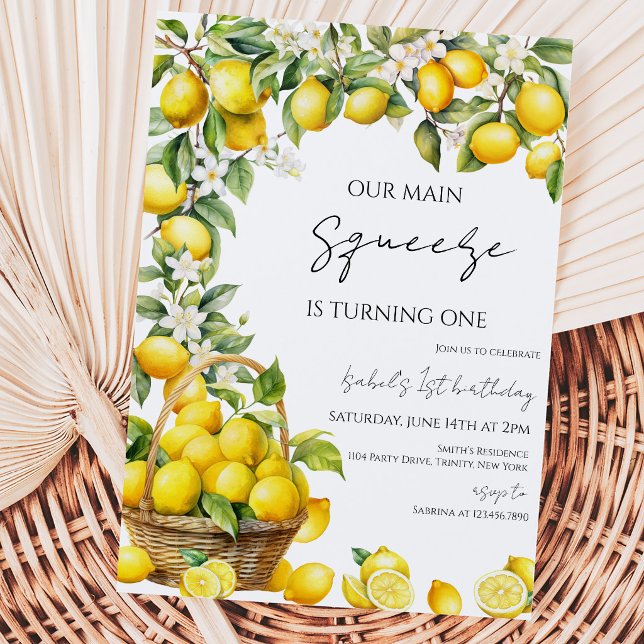 Vår Main Squeeze Lemon Födelsedag Inbjudningar (Skapare uppladdad)