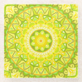 Vår Mandala Grön Gul Blommig Boho Dricka