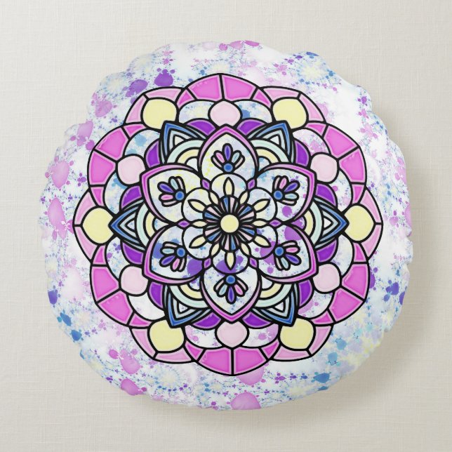 Vår Mandala Round Pillow Rund Kudde (Framsidan)
