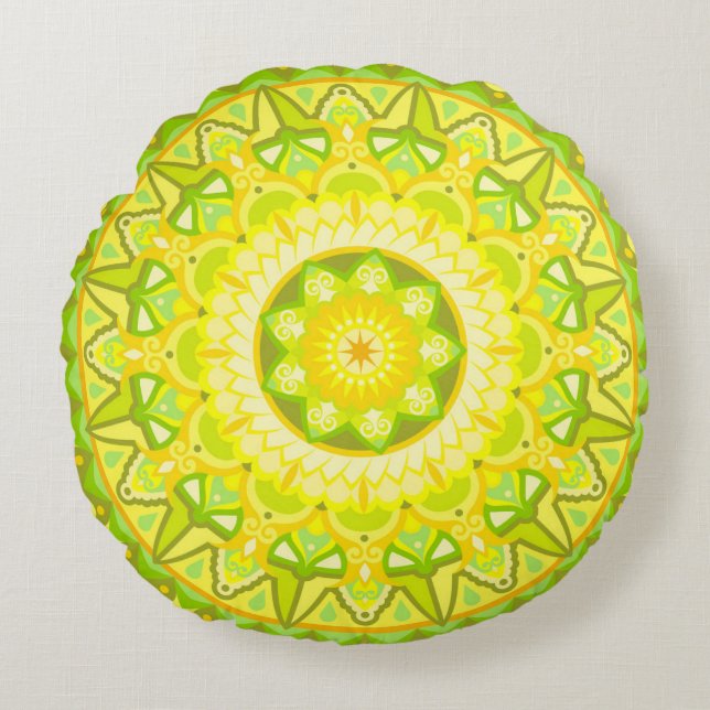 Vår Mandala Round Pillow Rund Kudde (Framsidan)