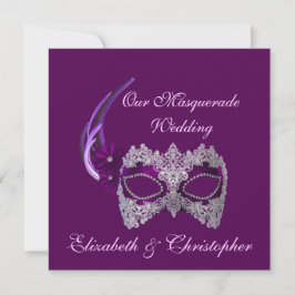 "Vår maskeradbröllop" - Royal Purple Mask [b] Inbjudningar