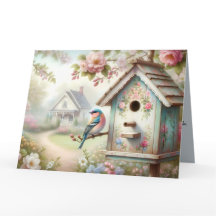 Vår med pastellblommor och fågel