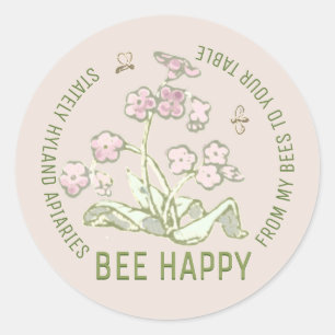 Vår med Wildblomma och honungsbin Promotional C Runt Klistermärke