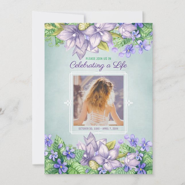 Vår Memorial firar ett Life Lilac-foto Inbjudningar (Framsida)