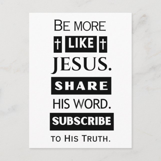 Var mer som Jesus. Dela hans ord. Vykort (Framsida)