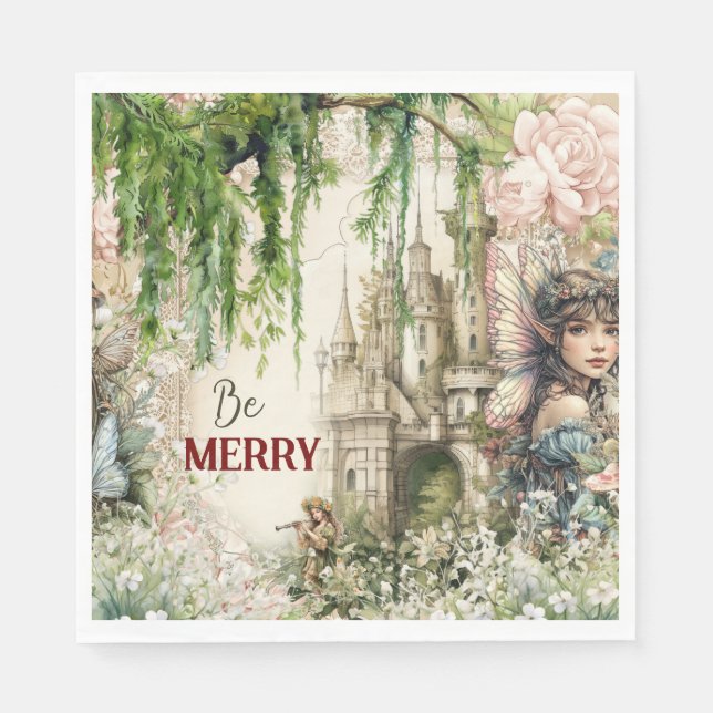Var Merry Fairy Castle Napkin - Enchanted Woodland Pappersservett (Framsidan)