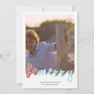 Var Merry Photo jul Önskemål Red Blue Julkort