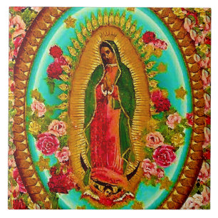 Vår mexikanska Dam Guadalupe Saint Virgin Mary Kakelplatta