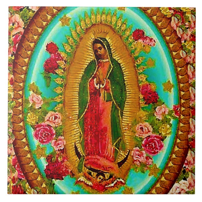 Vår mexikanska Dam Guadalupe Saint Virgin Mary Kakelplatta (Framsidan)