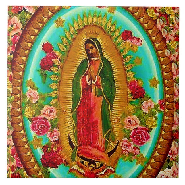 Vår mexikanska Dam Guadalupe Saint Virgin Mary Kakelplatta (Framsidan)
