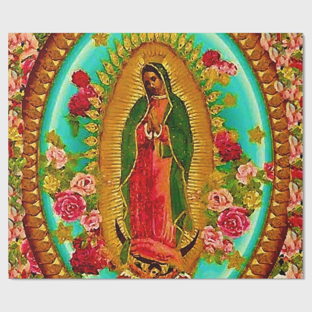 Vår mexikanska Dam Guadalupe Saint Virgin Mary Presentpapper (Platt)