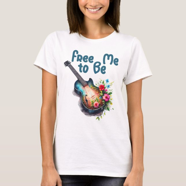Var mig Blommigt Guitar T Shirt (Framsida)
