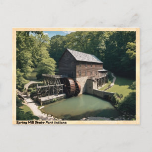 Vår Mill State Park Indiana Vintage resor Vykort