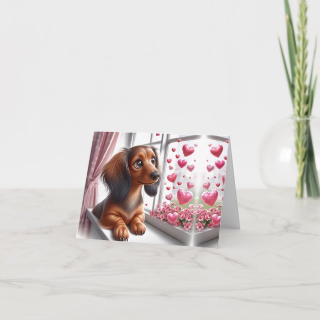 Var Min Alla Hjärtans Dag Dachshund-kort Kort (Framsida)