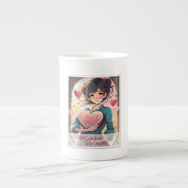 Var min Alla Hjärtans Dag i manga-stil 31470 Benporslin Mugg (Framsidan)