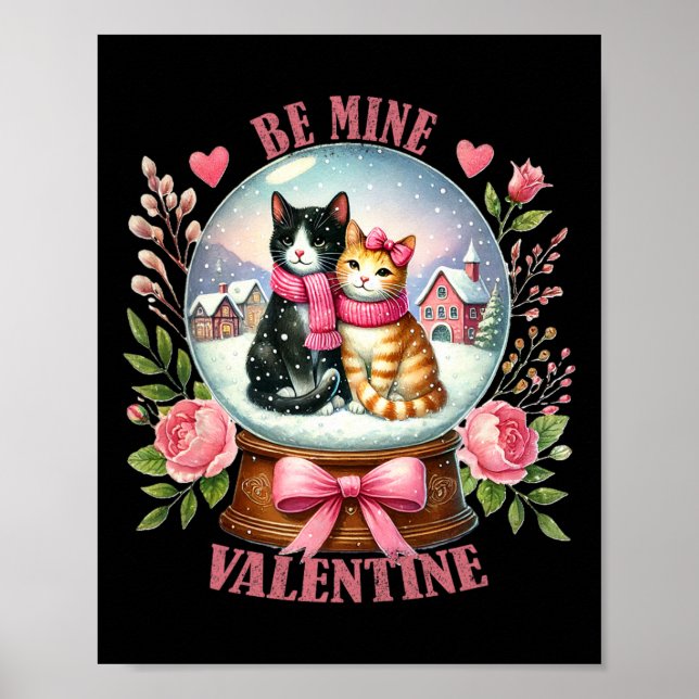 Var Min Älskling Söt Katt Snöglob Valentinesdag  Poster (Framsidan)