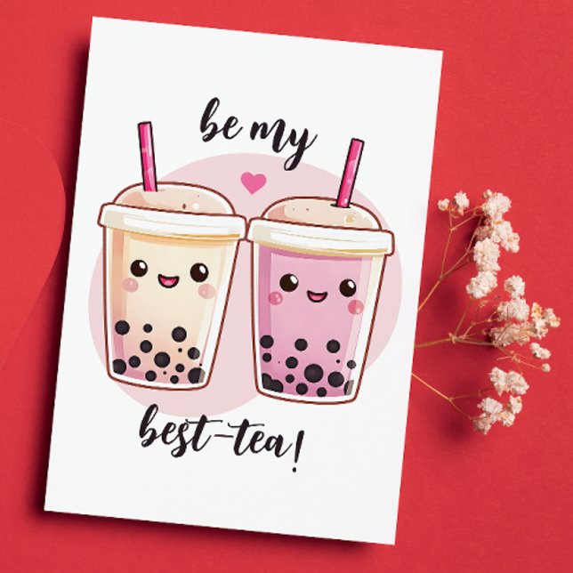 Var min bästa-te Galentinska tjej Helgkort (Looking for the perfect Valentine's card for your iced tea-obsessed bestie? Here it is...tea-riffic!)