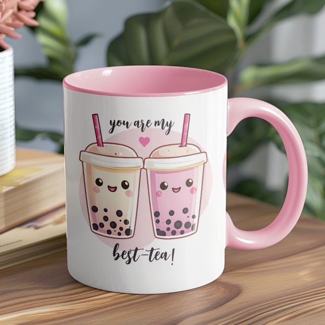 Var min bästa Tea Galentines Fotokollage Mugg (This adorable "Best-Tea" mug is here to step up your friendship or relationship! )