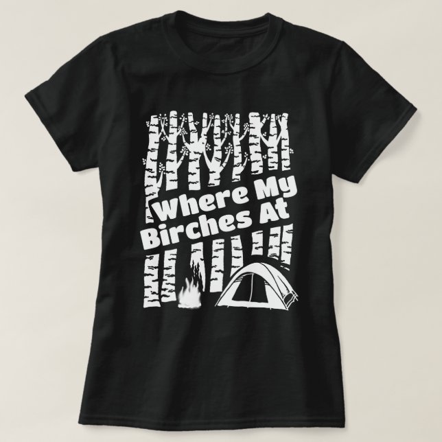 Var min björkar på, campa för tält som är grafiskt tee shirt (Design framsida)