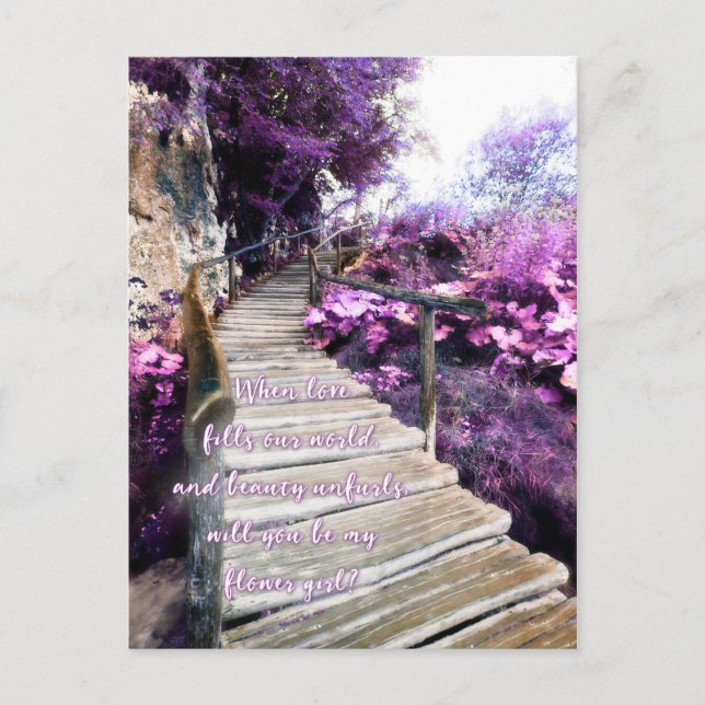 var min blomsterflicka inbjudan med träväg vykort (Framsida)