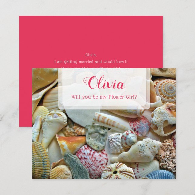 Var min blomsterflicka Snigelskal Personligt antec Inbjudningar (Fram/baksida)