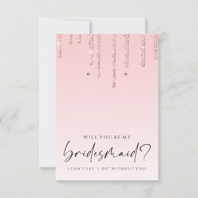 Var min Bridesmad Rosa Glitter Earring Holder Tack Kort (Framsida)