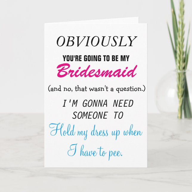 Var min Bridesmaid - blivande svärsyster Inbjudan (Framsida)