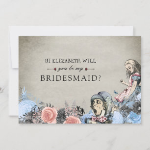 Var min Bridesmaid Blommigt Dusty Alice i Wonderla Inbjudningar