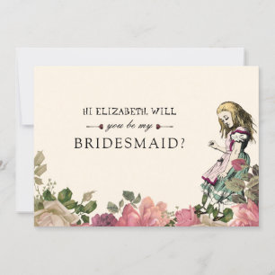 Var min Bridesmaid Blommigt Vintage Alice Wonderla Inbjudningar