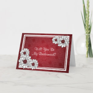 Var min Bridesmaid Dahlia Blommigt Red Inbjudan