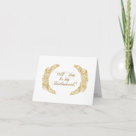 Var min Bridesmaid, Engraved Guld Flower n Löv Art Inbjudan