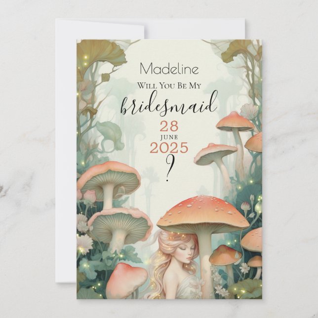 Var min Bridesmaid Fairy's Enchanted Woodland Inbjudningar (Framsida)