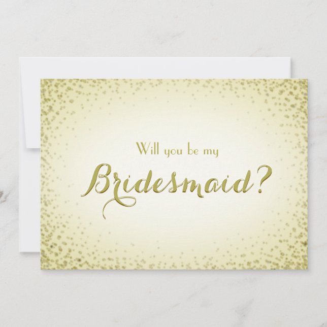 Var min Bridesmaid Golden Glitter Confetti Inbjudningar (Framsida)