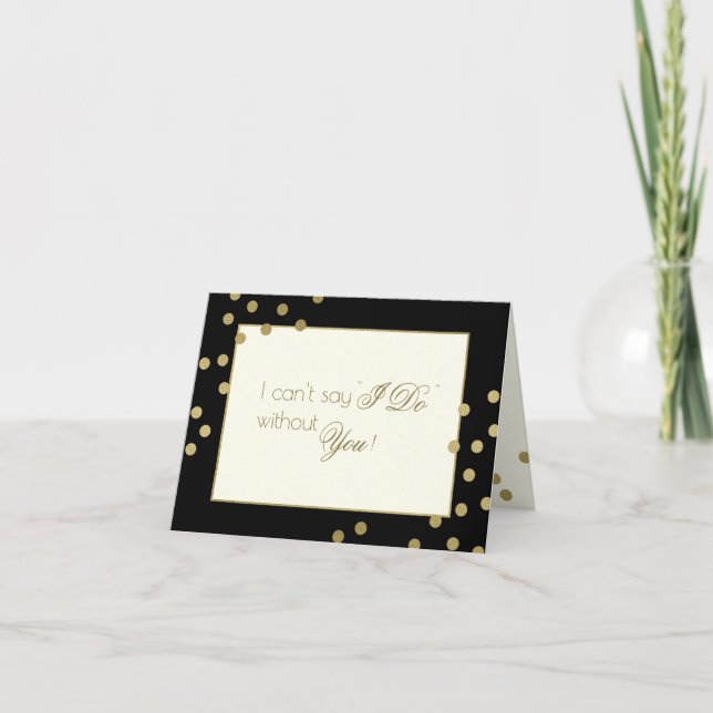 Var min Bridesmaid Guld Confetti Inbjudan (Framsida)