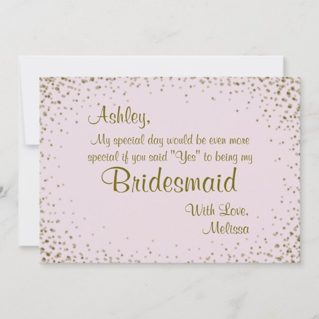 Var min Bridesmaid | Guld Konfetti  Inbjudningar (Framsida)