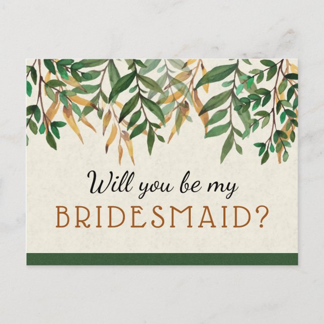 Var min Bridesmaid Inbjudan Vykort (Framsida)