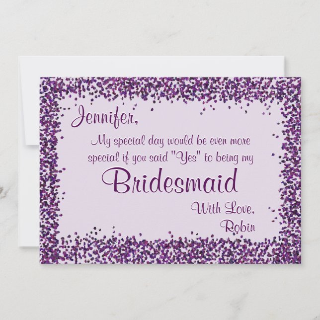 Var min Bridesmaid | Lavender Confetti Inbjudningar (Framsida)