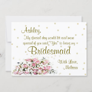 Var min Bridesmaid ROSA ROS Inbjudningar