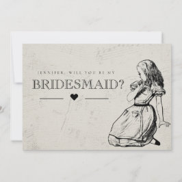 Var min Bridesmaid Vintage Alice i Wonderland Inbjudningar