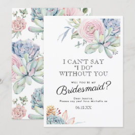 Var min Bridesmaid | Vintage Suckulent Blommigt Inbjudningar