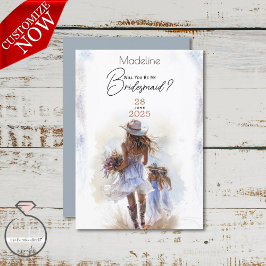 Var min Bridesmaid Watercolor Rustic Cowboy Bröllo Inbjudningar