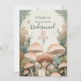 Var min Bridesmaid Whispering Skogen Mushroom Fair Inbjudningar
