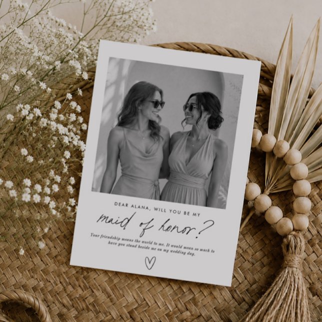 Var Min Brudtjänsteflicka Handskriven Foto Förfråg Inbjudningar (Zazzle Be My Maid of Honor Handwritten Photo Proposal Invitation)
