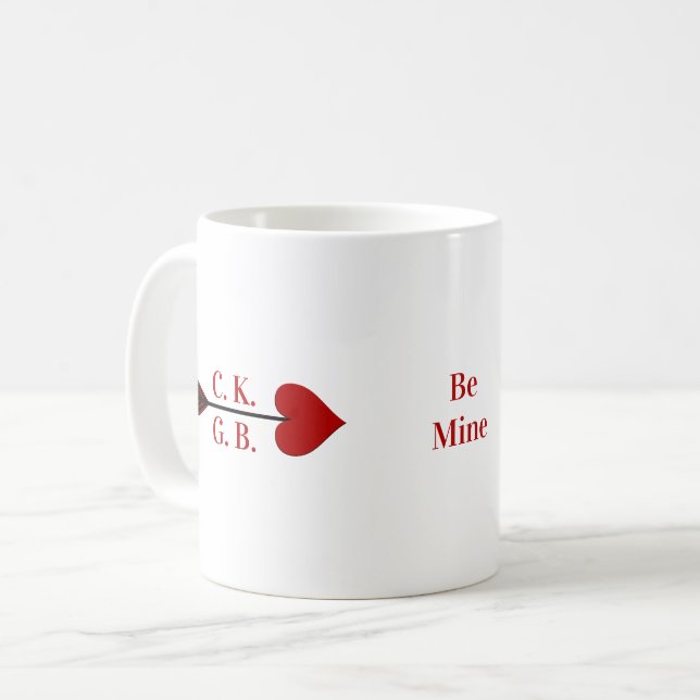 Var Min! Cupidpil Initialer Kaffe Kopp Mugg (Framsida vänster)