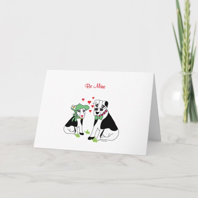 Var min - Cute Hundar Kärlek Helgkort (Framsida)
