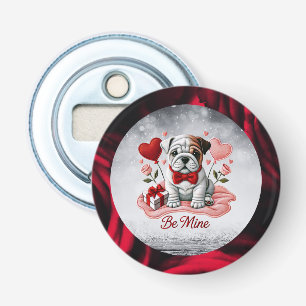 Var min engelska Bulldog Valentine Button Flaska O Flasköppnare